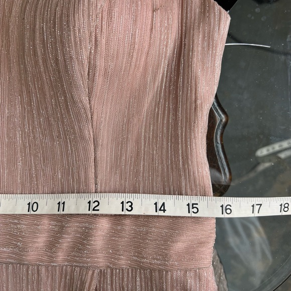 Betsy & Adam One Shoulder Metallic Dress in Pink Size 12 Gown NEW Maxi - Picture 6 of 13
